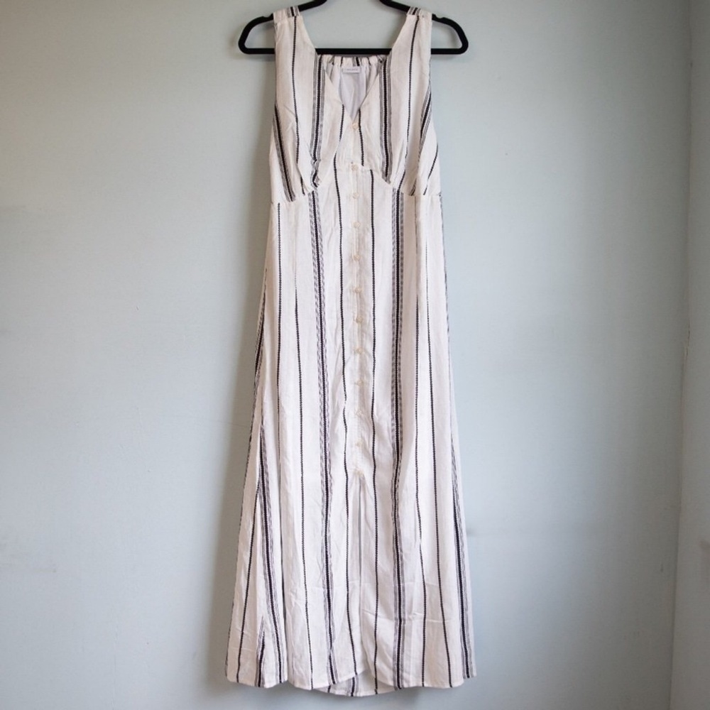 White and Black Striped Maxi Dress